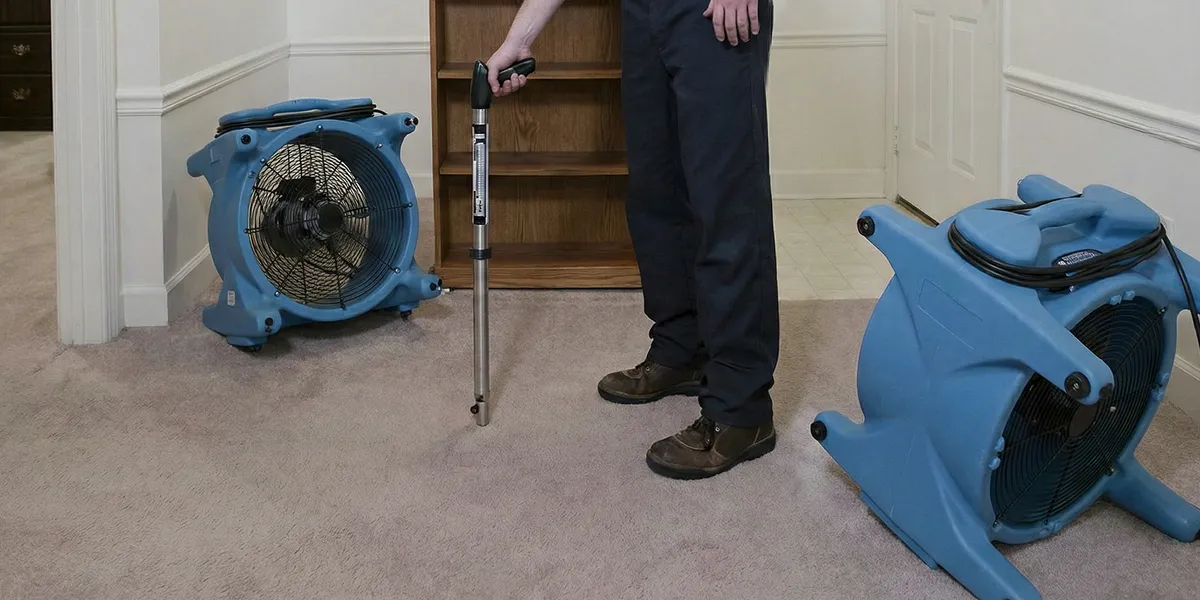emergency water removal equipment deployed to dry a flooded residential interior in Boston, MA